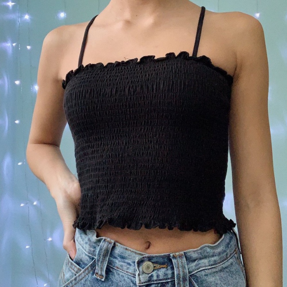 brandy melville ruched black top